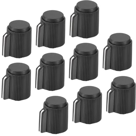 QUARKZMAN 10 Stück Potentiometer Knöpfe 13x15.5mm, Bakelit Gitarrenknöpfe 6mm Drehknopf mit Madenschraube für Gitarre Bass, Schwarz