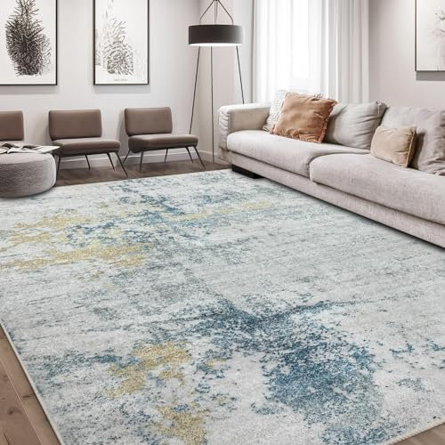 Safunion Rugs Living Room Morden Soft Rugs for Bedroom Large Short Pile Abstract Area Rug Carpet Home Decor (Blue, 200 x 300 cm)