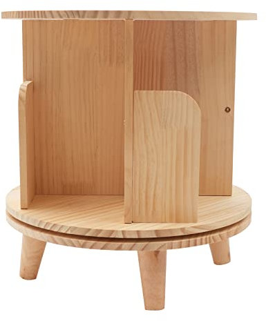 Drehbar Massivholz Bücherregal, Drehregal Holzregal mit Tischfuß, 360° Mobiles Standregal, Multifunktionales Wandregal (31cm*46cm)