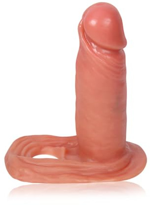 Roluck Penismanschetten mit Hodenringen, Penis Sleeve Realistische Dildo Flüssigsilikon Penis Extender Verzögerung Ejakulation Penishülse Sexspielzeug für Paare Männer (S)