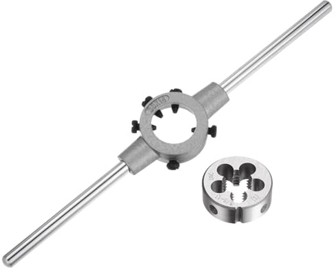 QUARKZMAN Die Stock Griffschlüssel-Set, 5/8-11 UNC Rundschneideisen und 38mm Schneideisenhalter (passend für 1/2-5/8 (UNC/UNF) / Metrisch M12-M14 / 38mm Außendurchmesser Schneideisen)