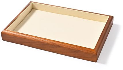 Papten hohes Niveau Holz Schmucktablett, Schmuck Organizer Schmuckeinsatz für Schublade stapelbare Schmuckablage Jewelry Tray Schmuck Display 25x17x3cm (Beige)