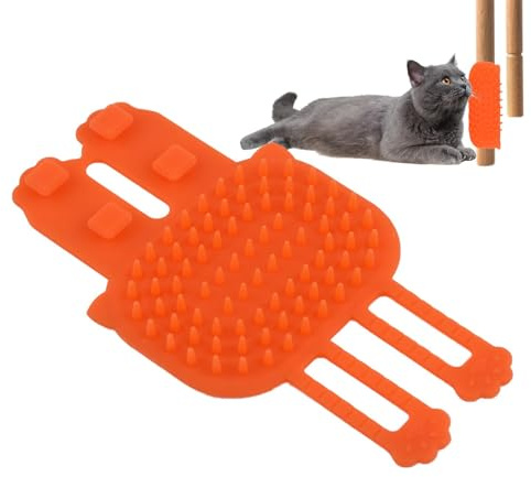 Eckbürste für Katzen, Eckenfresser für Katzen, Kamm, um die Ecke der Wand zu kratzen, Massagekamm für die Fellpflege mit verstellbarem Gurt aus sicherem Silikon für Kätzchen