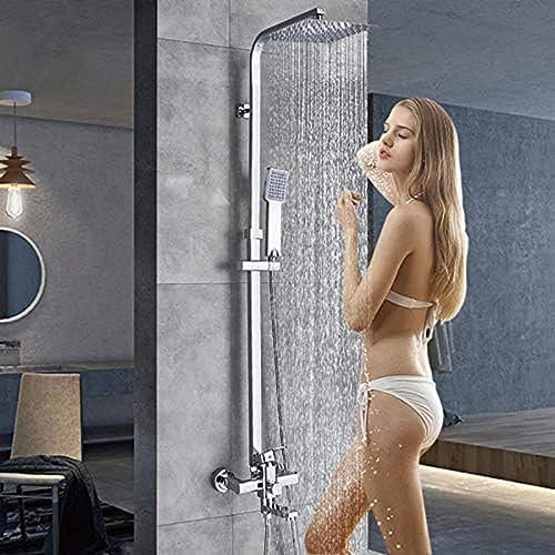 – Ensemble De Robinets De Cabine De Douche Chromés, Salle De Bains, Mélangeurs De Douche À Pluie, Bec Pivotant Pour Serviette, Grue De Bain-douche, Robinet Mitigeur Chaud-froid
