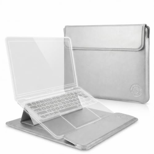 KCA_S3 Silver 3-in-1 Laptop Sleeve 14-15.6 Inch ONLY MacBook Air Pro 15 Surface Dell XPS HP Notebook Spectre Lenovo 14 Inspiron Closure Adjustable Mouse Pad Waterproof Portable, Not for 11-13”