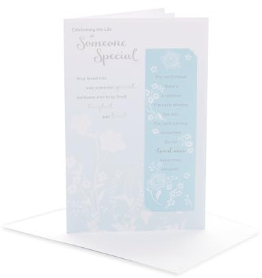 UK Greetings Tarjeta de condolencias para él/ella/amigo, diseño especial para celebrar la vida de alguien