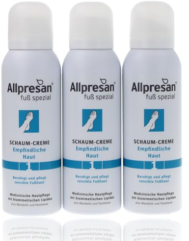 Allpresan Fuß spezial Nr. 1 Schaum-Creme für empfindliche Füße - Fußcreme zur täglichen Fußpflege empfindlicher Haut, 125 ml (3er Pack)