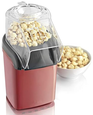 hxoity Electric Hot Air Popcorn Popper Machine Home Small Hot Air Popcorn Maker Quick-Heat Technology with Large Lid for Serving Bowl for Movie Night Kids Party Healthy Snacks