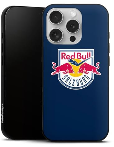 Slim Case extra dünn kompatibel mit Apple iPhone 16 Pro Silikon Handyhülle schwarz Hülle EC Red Bull Salzburg Offizielles Lizenzprodukt Eishockey