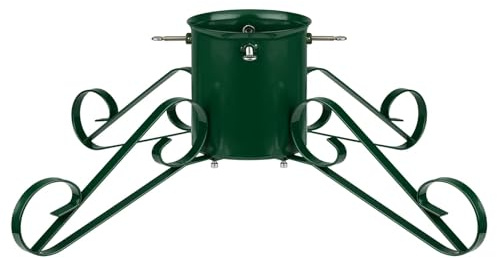 Holly International Traditional Christmas Tree Stand with Metal Scroll Legs Green, up to 3m Trees