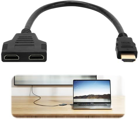 HDMI Cable Splitter 1 In 2 Out, HDMI Male to Dual HDMI Female Adapter for HD TV LED LCD and Projectors, Supports Two TVs at The Same Time Mirroring 1080p HD Video and Audio Transmission 30cm Length