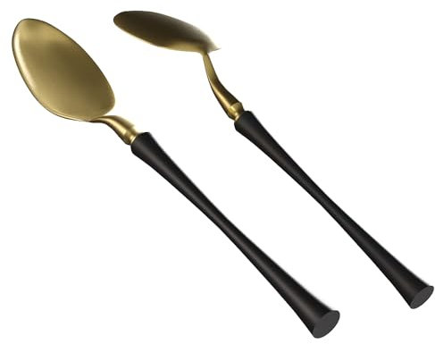 Sweet Elegance® 1PCS 5.98 Inches Coffee Spoons Stirring Spoons Tea Spoons Long Handle Black Gold Teaspoons Gold Spoons Ice Tea Spoons Spoons for Stirring Gold Espresso Spoons Stainless Steel