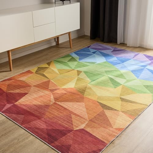 benuta Basic Waschbarer Teppich George - Multicolor 60x120 cm - Kunstfaser - Rechteckig & im Style: Abstrakt - Pflegeleicht für Wohnzimmer Schlafzimmer
