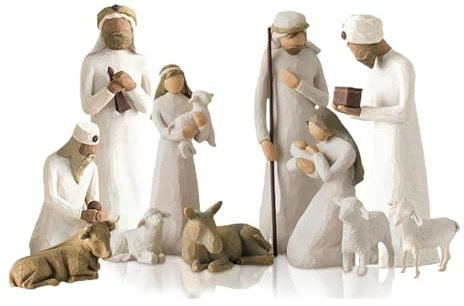 Willow-Tree 10-Piece Nativity Scene - Resin Figures, Holy Family Christmas Decoration