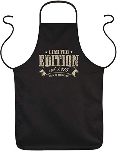 Schürze 50.Geburtstag, 50 Jahre Kochschürze, Jahrgang 1975 : Limited Edition seit 1975 aged to perfection - Sprüche Grillschürze 50.Geburtstag