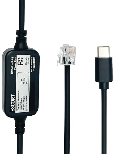 USB-C to RJ11 power cable for escort radar detectors including MAX 360, MAX 360c, IX, IXc, 9500 IX, MAX II, MAX 3, MAX 4, MAX 360c MKII, MAX 360 MKII, MAXcam 360c, Redline 360c and