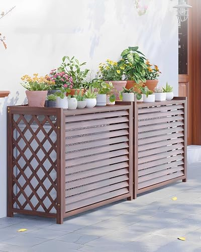 HRXQ Copri Condizionatore Da Esterno In Legno, Impermeabile Copertura Condizionatore Esterno, Ideale Per Decorazione Di Terrazze, Balconi E Patio, Protezione Efficace Dalle Intemperie(Large-105x47x80c