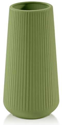 GUKJOB Ceramic Vase, Flower Vase, Ceramic Vases for Flowers, Decorative Vases for Pampas Grass Decoration, for Home, Living Room, Dining Table, Farmhouse, Office Decor (Saga green)