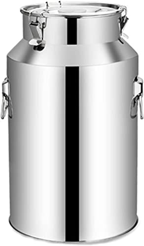 Aioneer 5-88L Milk Can, Heavy Duty 201 Stainless Steel Milk Transport Bucket Wine Pail Bottle Dairy Pot Oil Barrel Tea Canister Tote Jug With Sealed Lid - Silver,35L-5L