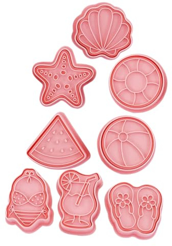 Ipetboom 8 pezzi Stampi Biscotti Silicone Hawaii Formine Mare e Stelle per Pasta e Dolci Timbri Cookie Cutter Facili da e Smontare per Decorazioni Estive