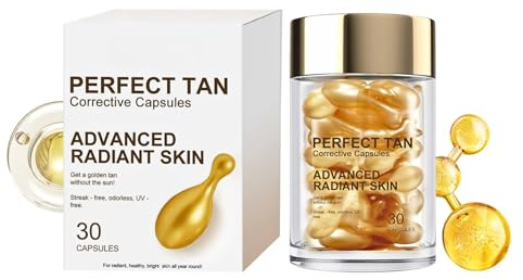 Self Tanning Corrective Capsules with Tanning Accelerator,Sunless Tanning Capsules for Face&Body-Natural Looking Self Tanner with &Ginseng Extract | Vegan,Streak-Free Tann/ing Serum
