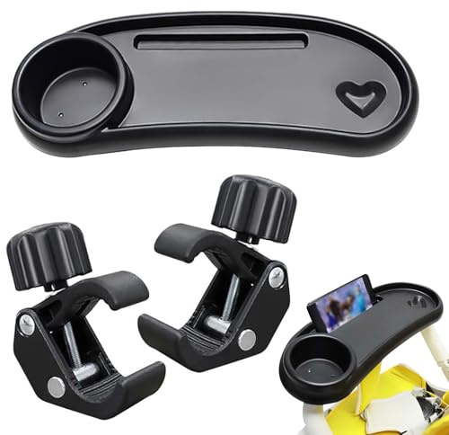 Supporto universale per passeggino/vassoio per passeggino con portabevande. Perfetto per bottiglie, snack e telefono. Porta bevande extra per bambini per passeggino.