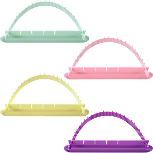 OIIKI 4 Pack Cake Arch Guide Tool, Adjustable Arch Ruler Swag Template for Cake, Plastic Baking Decorating Gadgets Beginner Supplies for Controlling Size Position- Green & Yellow & Pink & Purple