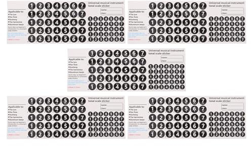 Vaguelly 5 Selbstklebende Panflöten Notenaufkleber Pvc Papier 18/16 Zoll Röhren Panflöten Zubehör für Anfänger und Musikunterricht