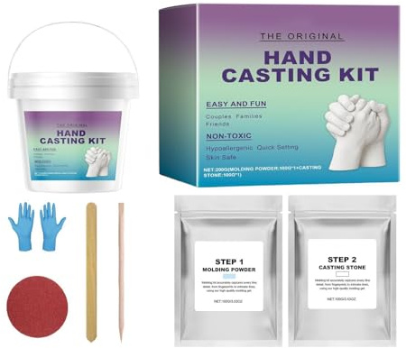 Kit de Molde para Manos en Escayola para Parejas,Molde de Escayola Artesanal Romántico - Kit para Crear de Manos Entrelazadas,para Adultos Familia Regalo San Valentín Día de la Madre Navidad