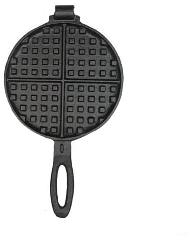 Glewi Padella per waffle in ghisa, 20 cm, rotonda, non rivestita, per stufe a gas, per uso domestico e commerciale, strumento di cottura non rivestito, per stampi neri (17 cm)