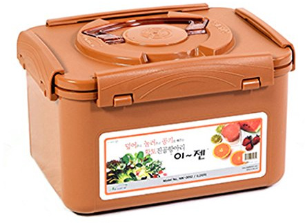 e-jen Récipient de qualité supérieure pour kimchi et choucroute - Fermentation probiotique avec couvercle intérieur sous vide (faïence marron, 5,2 l)