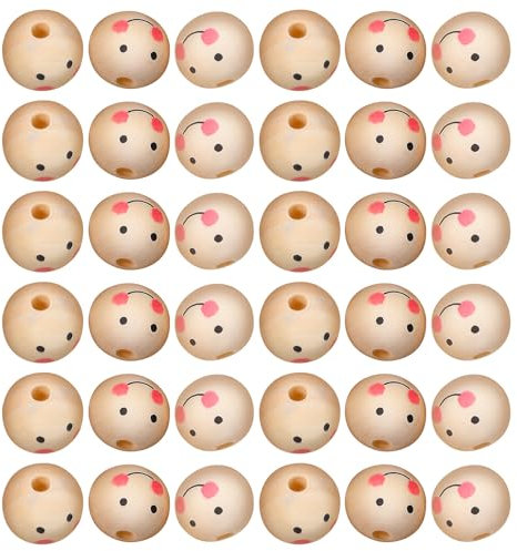 Healifty Natural Colourful Wooden Beads Beaded Face Wooden Beads For DIY Bracelet Crafts Jewellery Making 100 Pieces/Package