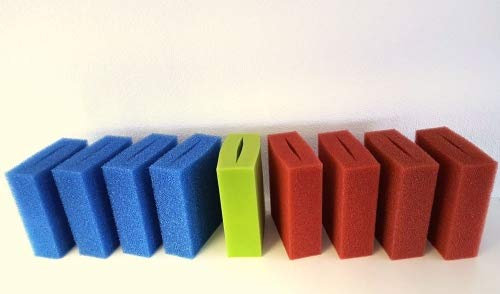 Pondlife Filterschwamm Set für Oase Biotec 10.1 und 5.1 (4X blau, 4X rot, 1x grün)
