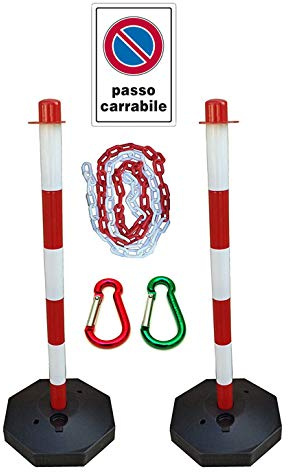 Colonnine paletti paletto delimitazione barriere privacy con cartello divieto passo carrabile 2 mt catena