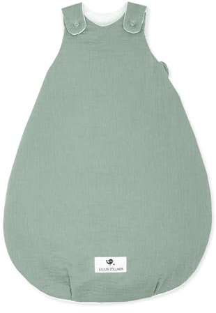 Julius Zöllner Babyschlafsack gefüttert Musselin 2,5 TOG Gr. 50/56 | 100% Baumwollmusselin | Oeko-TEX Standard 100 | grün