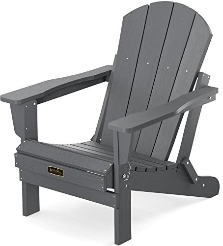 SERWALL Adirondack Feuerstelle für Terrasse, Garten, Außenbereich, zusammenklappbar, Grau