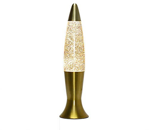 Easylight Lampada Lava in vetro alluminio in glitter oro soggiorno camera dei giovani 40 cm di altezza G9 inclusa lampadina Lampada da tavolo Glitter