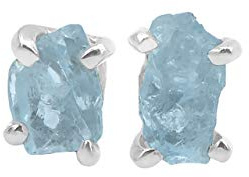 Clous d'oreilles en pierres précieuses aigue-marine brute Starborn en argent sterling 925 (aigue-marine)