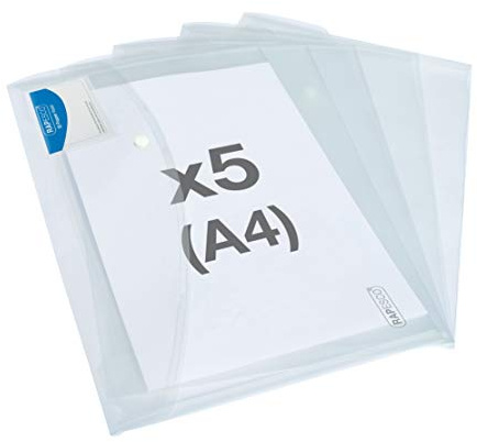 Rapesco 1629 Dokumentenmappe mit Druckknopf und Ausweishüllen, A4, 5 Stück | ECO Recycelte, Transparent