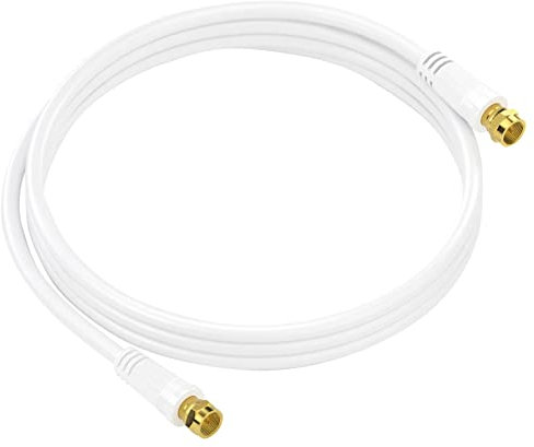 conecto 5m SAT Antennenkabel, Koaxial Kabel - Stecker zu Stecker, weiß, 5,00 m
