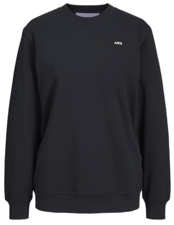 JJXX Jxabbie Ls Rel Every Brush Crew Noos Sweatshirt, Svart/Tryck: Vit JJXX Logotyp, XL EU