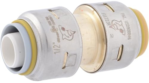 SharkBite Max 1/2 Inch Polybutylene Transition Coupling, Push to Connect Brass Plumbing Fitting, PEX Pipe, Copper, CPVC, PE-RT, HDPE, UR4008A