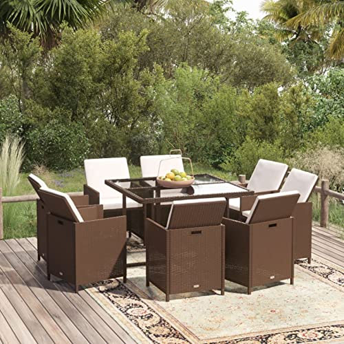 Festnight Rattan Gartenmöbel Set 8 Personen Sitzgruppe Garten Essgruppe Gartentisch mit 8 Stühlen Set Polyrattan Gartengarnitur Sitzgarnitur Esstisch Terrassenmöbel Rattanmöbel