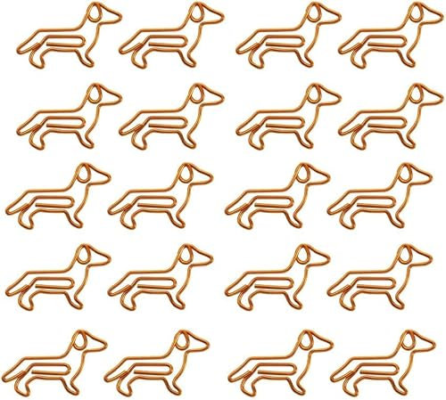 20 Stück orangefarbene süße kleine Büroklammern, Dackel-förmige Büroklammern, niedliche Büroklammern, Lesezeichen, Planer-Clips, Bürobedarf, Geschenke, Ordner und Büroklammern für Damen und Herren