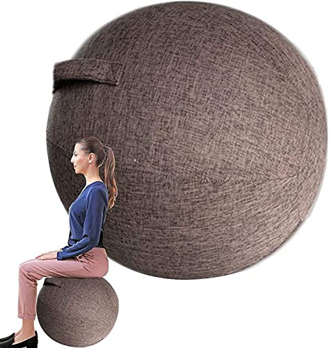 Gymnastikball-Stuhl für Büro und Schreibtisch, Yoga-Stuhl mit Stabilitätsballbezug, Yoga-Ball-Bürostuhl 55/65/75 cm Yoga-Ball-Stuhlbezug (Farbe: Braun, Größe: 75 cm)