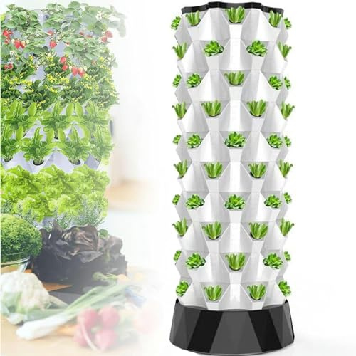 FLTRGO Hydroponics Tower Set Hydroponic Growing System Automated Aeroponic Tower Garden Hydroponic Growing Kit for Indoor & Outdoor with Hydrating Pump Timer Adapter,10Layers