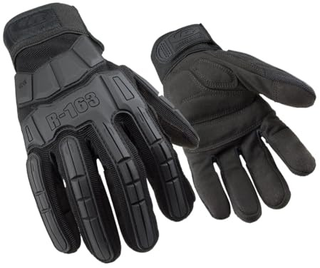 Ansell Ringers R163 Guantes De Seguridad Multiusos, Guantes Trabajo Anti-Impactos Extra-Resistentes para Profesionales, Guantes Tácticos Industrial, Pantalla Táctil, Guantes Negros, Talla L (1 Par)