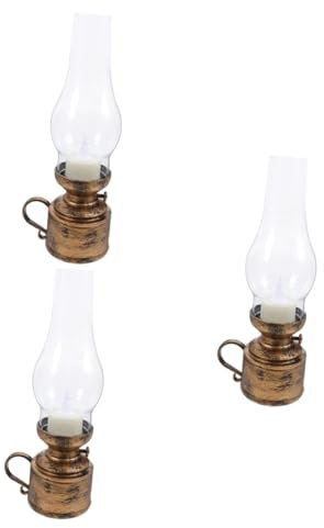PRETYZOOM 3st Retro-petroleumlampe Antike Lichtlampe Wiederaufladbares Nachtlicht Klare Petroleumlampe Geführte Sturmlaterne Vintage Gartenlaterne Kerosinlampe Hängende Laterne Im Freien Pp