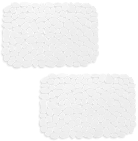 Echehi Lot de 2 Tapis Evier Cuisine, 40 x 30 cm, Tapis Evier à Faire Soi-Même pour Evier de Cuisine, Tapis D'évier à Drainage Tapide pour Vaisselle, Verrerie, Légumes. Transparent