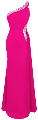 Angel-fashions Da Donna Una Spalla Vestiti da Sera Pieghe